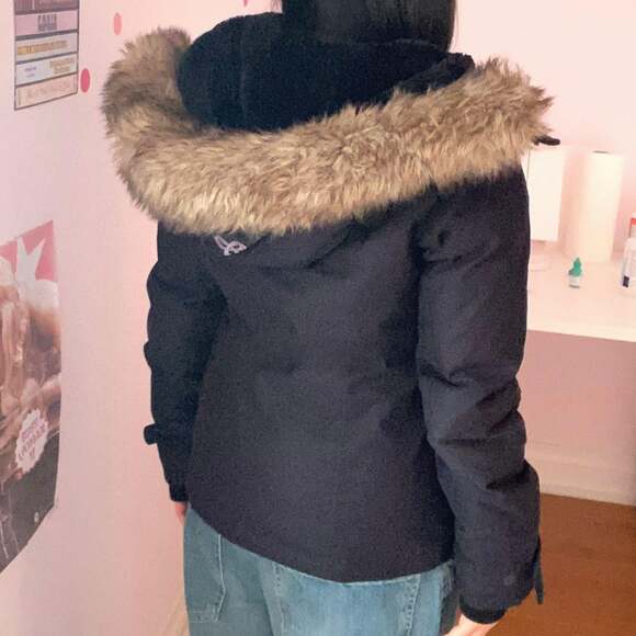 Aritzia Jackets & Blazers - vintage 2000s TNA black winter jacket with fur hood
